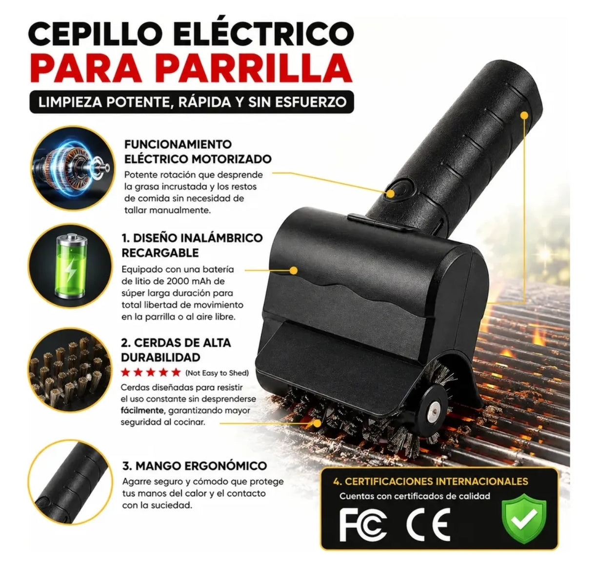 Cepillo Eléctrico para Parrilla 2en1