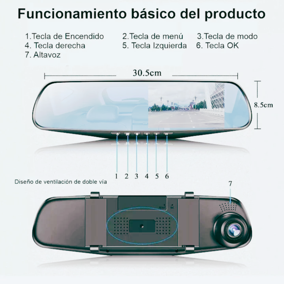 BACKMIRROR PRO - Retrovisor con cámara fullhd y sensor