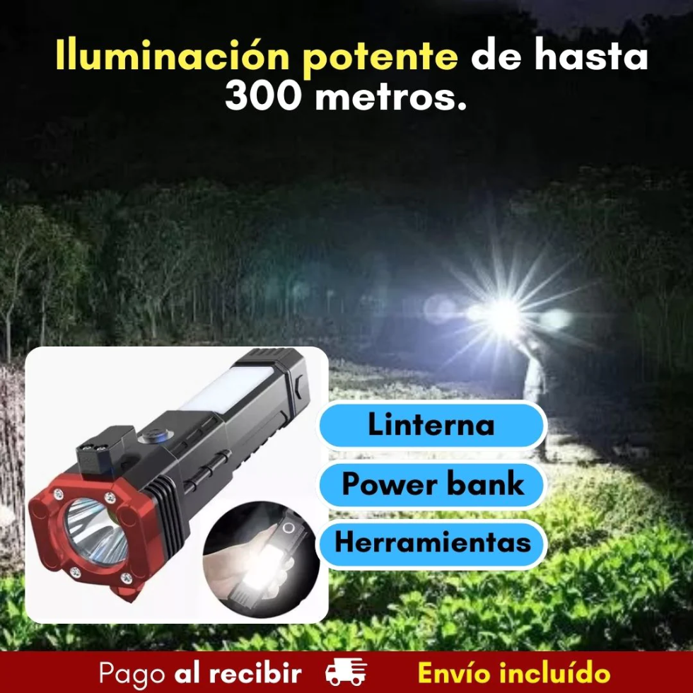 LUXHAMMER - Linterna recargable 4 en 1